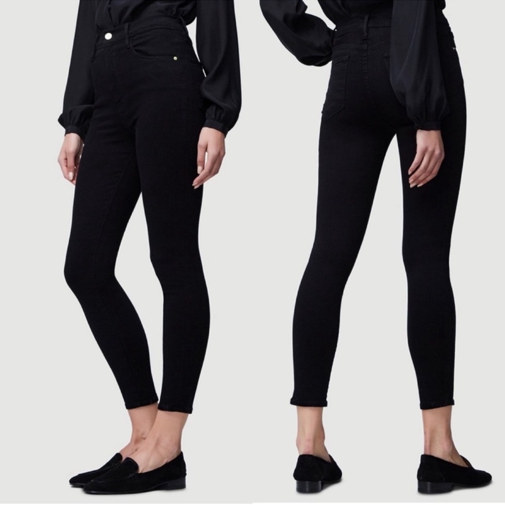 Frame Denim Black Ankle Skinny Jeans